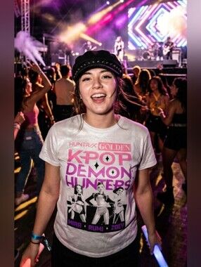 Netflix White K-POP Demon Hunters Logo Tee with Black Print